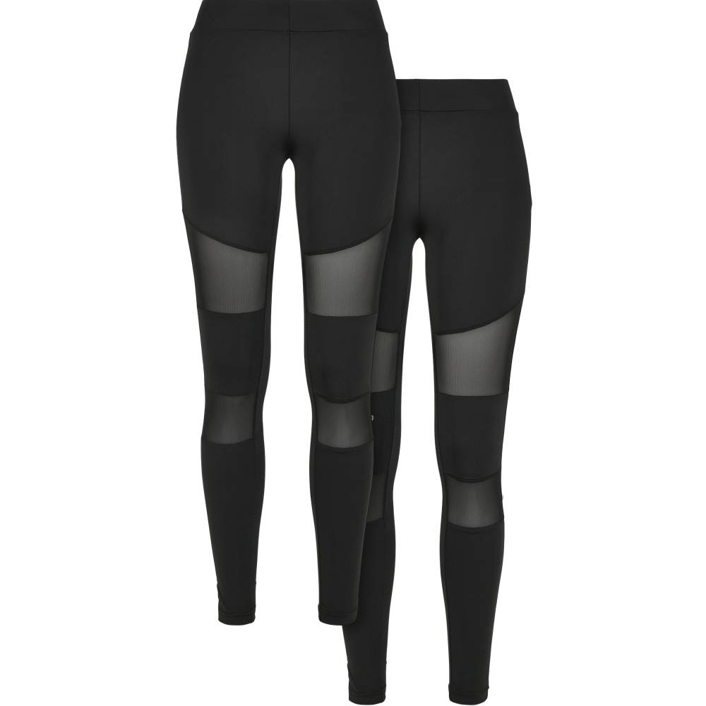 Urban Classics - Ladies Tech Mesh 2-pack Work out sport legging - Black